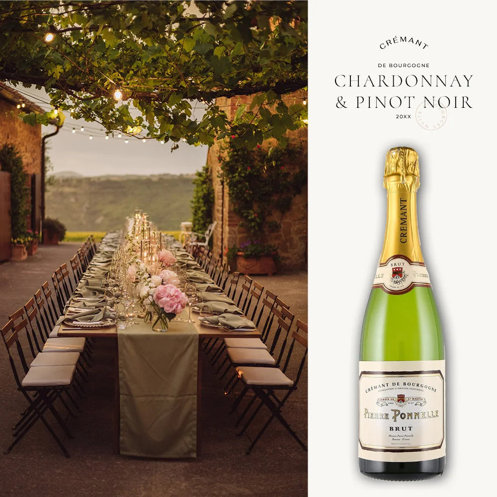 Eine Flasche perfekter Crémant de Bourgogne aus Chardonnay und Pinot Noir.