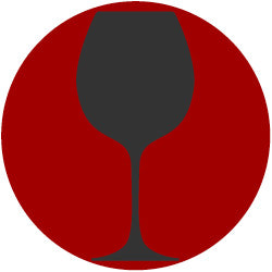 ein stilisiertes schwarzes rotweinglas vor roten hintergrund