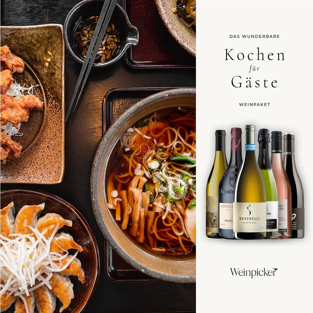 6 verschiedene Weine aus Frankreich, Deutschland und Spanien für diverse Menüs. 